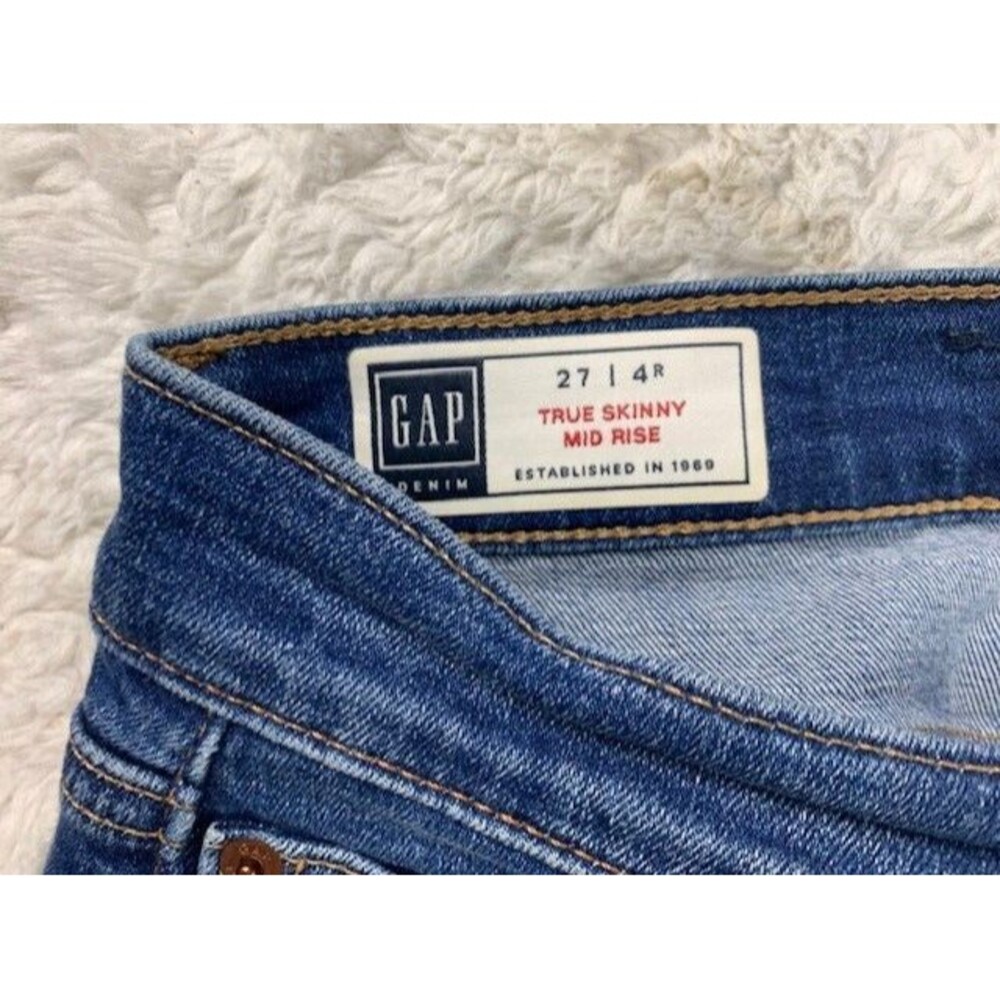 Gap Size 27 4 Womens Jeans True Skinny Mid Rise Stretch Med Wash - Picture 2 of 4